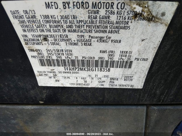 Ford SEDAN POLICE INTERCEPTOR 2014 1FAHP2MK3EG118358 Image 9