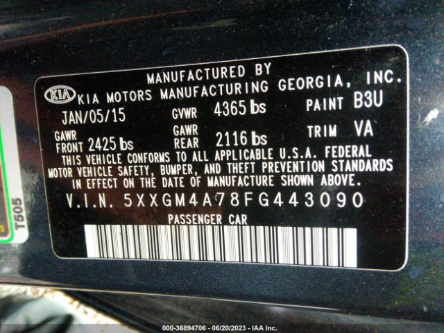 5XXGM4A78FG443090 KIA Optima Lx