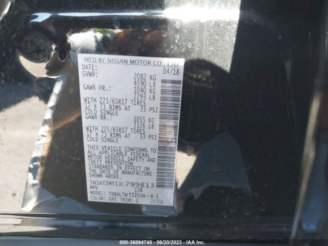 5N1AT2MT1JC799813 Nissan ROGUE SV