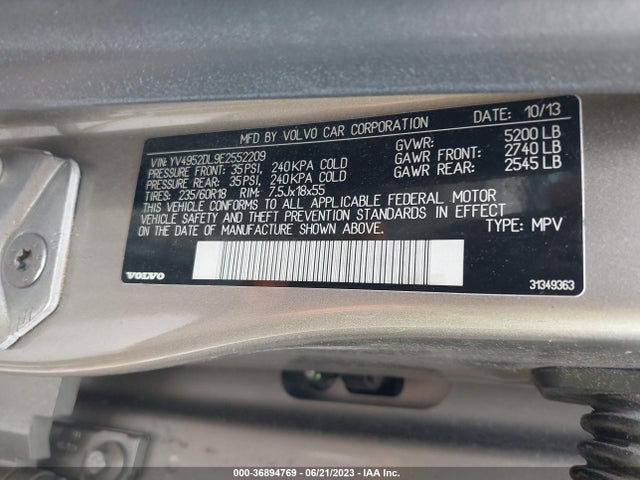 2014 VOLVO XC60 3.2L VIN: YV4952DL9E2552209