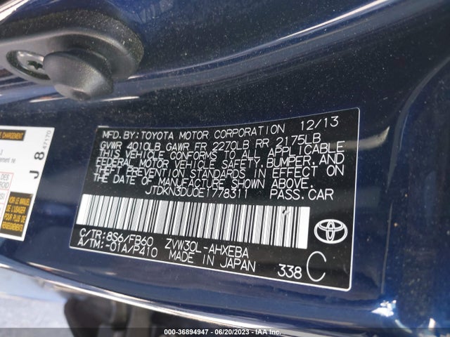 Toyota Prius Four/five/three/one/two 2014 JTDKN3DU0E1778311 Image 15