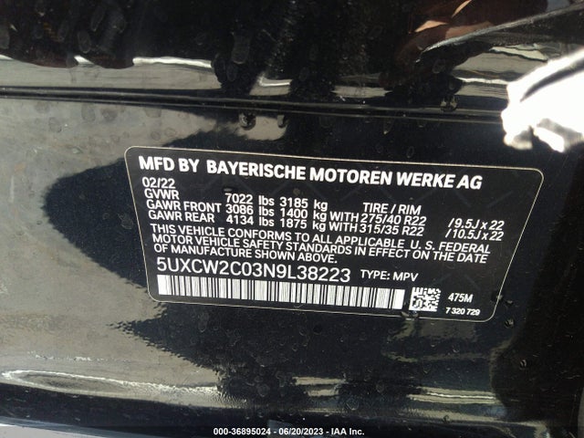 BMW X7 Xdrive40i 2022 аукцион фото