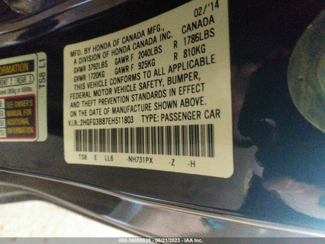 Honda Civic Coupe Ex 2014 2HGFG3B87EH511803 Image 11