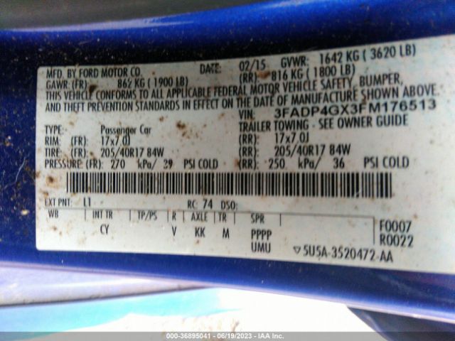3FADP4GX3FM176513 Ford FIESTA ST