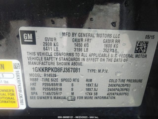 1GKKRPKD8FJ367081 GMC ACADIA SLE