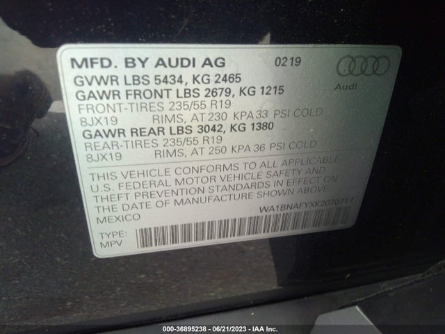 WA1BNAFYXK2070717 Audi Q5 Premium Plus