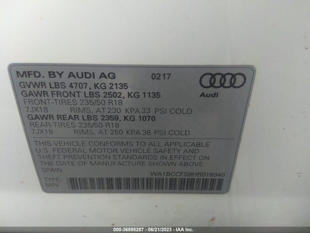 WA1BCCFS9HR016340 Audi Q3 PREMIUM