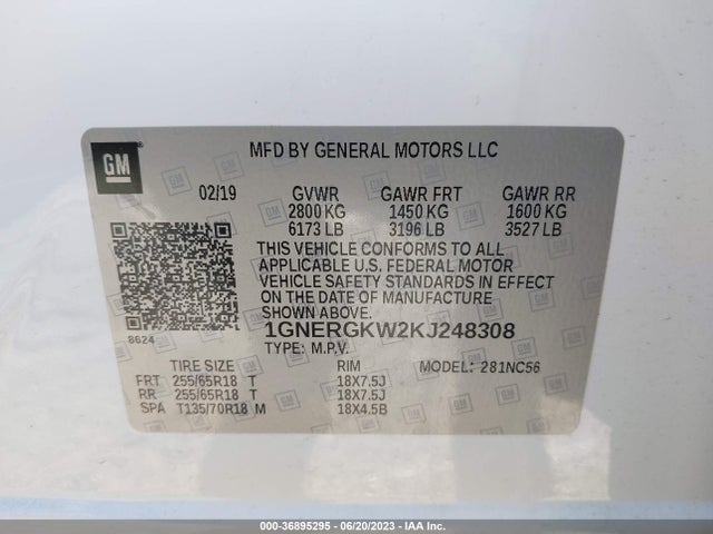 Chevrolet Traverse 1lt 2019 1GNERGKW2KJ248308 Image 9