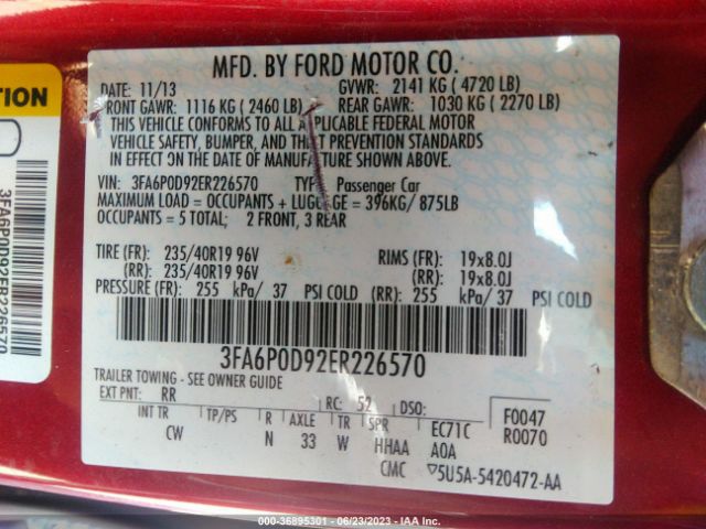 3FA6P0D92ER226570 Ford Fusion Titanium