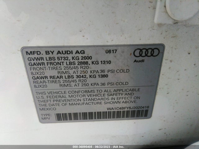 WA1C4BFY5J2020416 Audi Sq5 Prestige