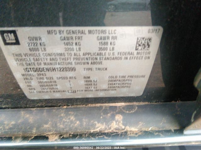 1GTG6DEN6H1220399 GMC Canyon 4wd Slt