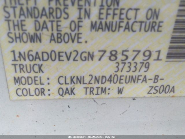 1N6AD0EV2GN785791 Nissan Frontier Sv