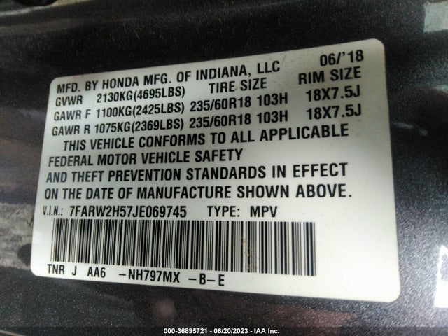 Honda CR-V EX 2018 7FARW2H57JE069745 Image 9
