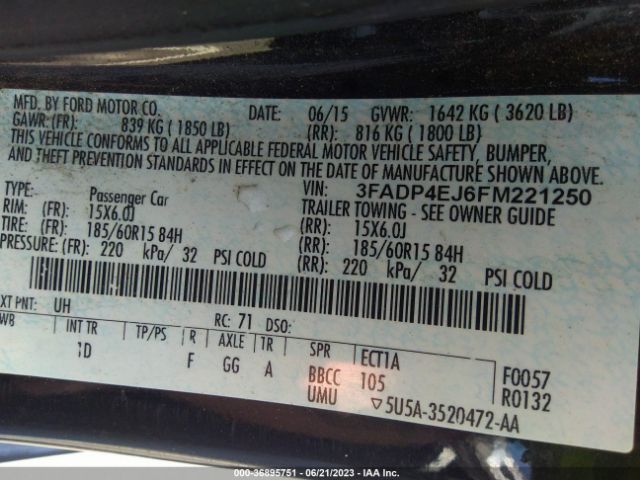 3FADP4EJ6FM221250 Ford FIESTA SE