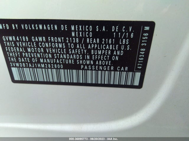 3VWDB7AJ1HM282800 Volkswagen Jetta 1.4t Se