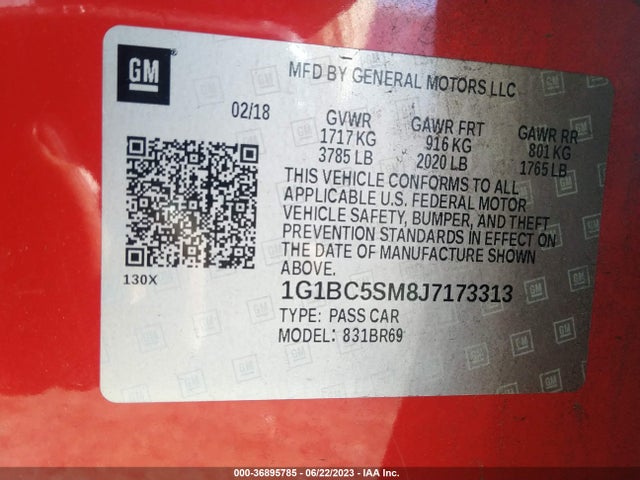 Chevrolet CRUZE LS 2018 1G1BC5SM8J7173313 Image 15