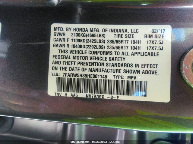 Honda CR-V LX 2017 7FARW5H35HE001146 Image 9