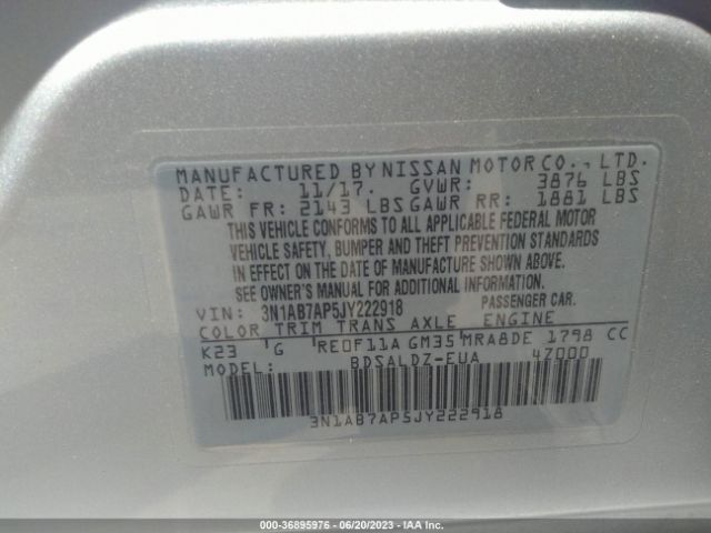 3N1AB7AP5JY222918 Nissan SENTRA SV