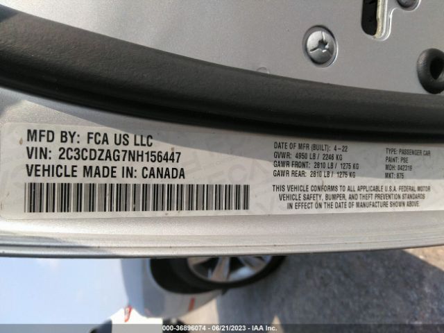2C3CDZAG7NH156447 Dodge Challenger Sxt