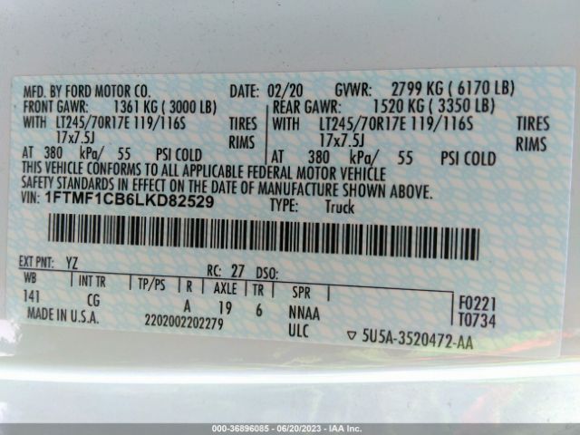 1FTMF1CB6LKD82529 Ford F-150 Xl/xlt