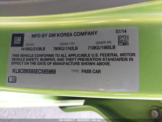 Chevrolet SPARK LS 2014 KL8CB6S95EC585968 Image 9