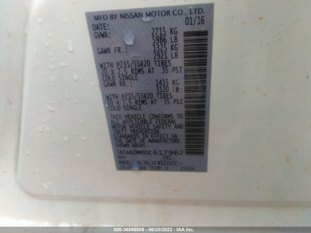 Nissan Pathfinder Platinum 2016 5N1AR2MM8GC617962 Image 9