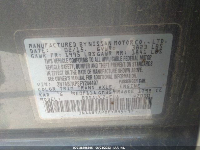 3N1AB7AP8FY244497 Nissan Sentra Sr/sl/s/sv/fe+ S