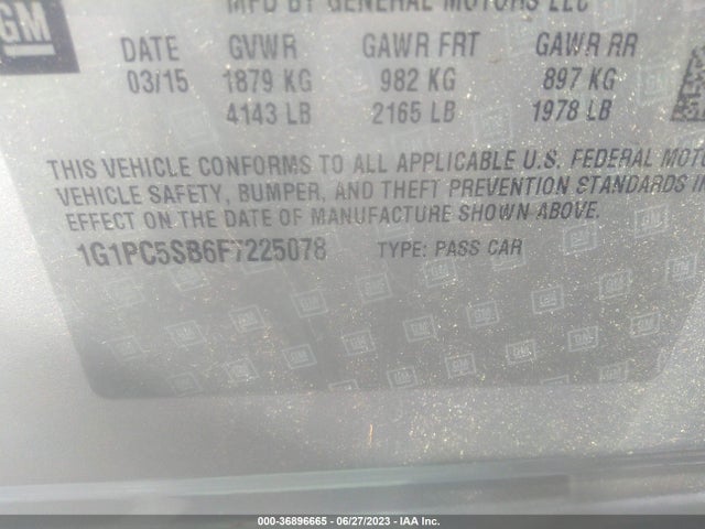 Chevrolet CRUZE LT 2015 1G1PC5SB6F7225078 Image 9