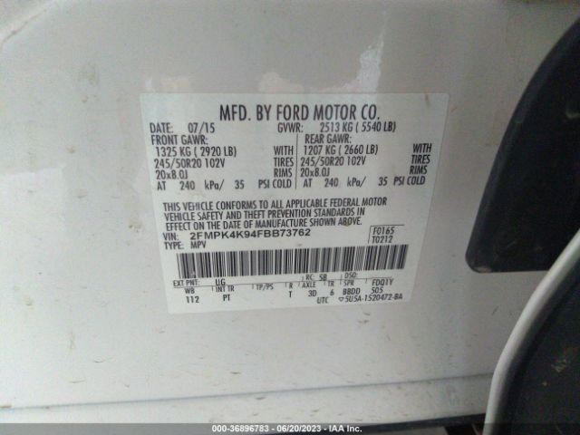 2FMPK4K94FBB73762 Ford Edge Titanium
