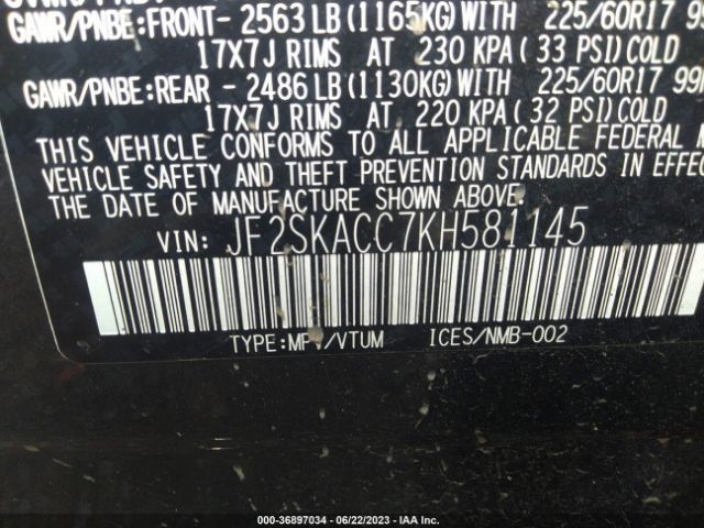 JF2SKACC7KH581145 Subaru Forester