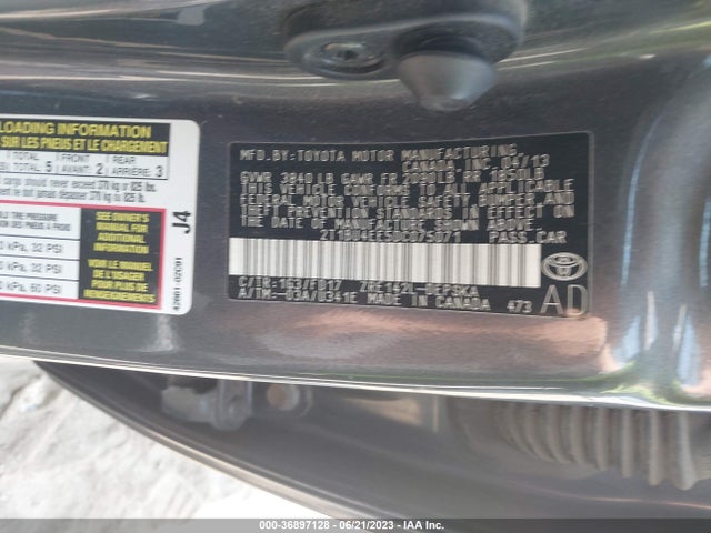 2013 TOYOTA COROLLA L/LE/S VIN: 2T1BU4EE5DC075071
