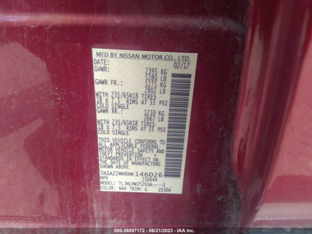 5N1AZ2MH0HN146026 Nissan MURANO S