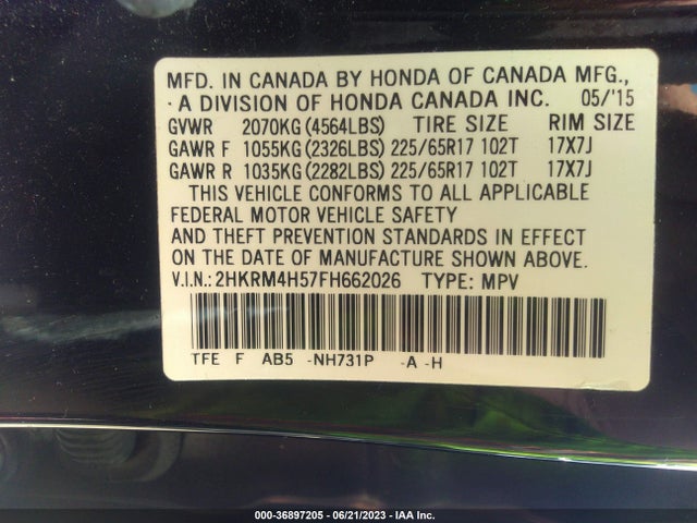 Honda CR-V EX 2015 2HKRM4H57FH662026 Image 9