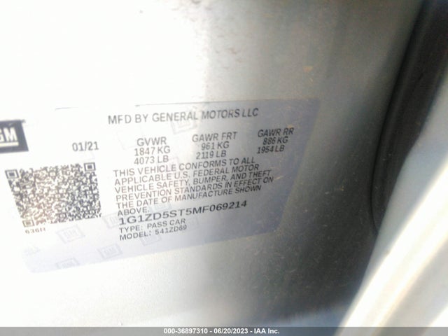 Chevrolet MALIBU LT 2021 1G1ZD5ST5MF069214 Image 9