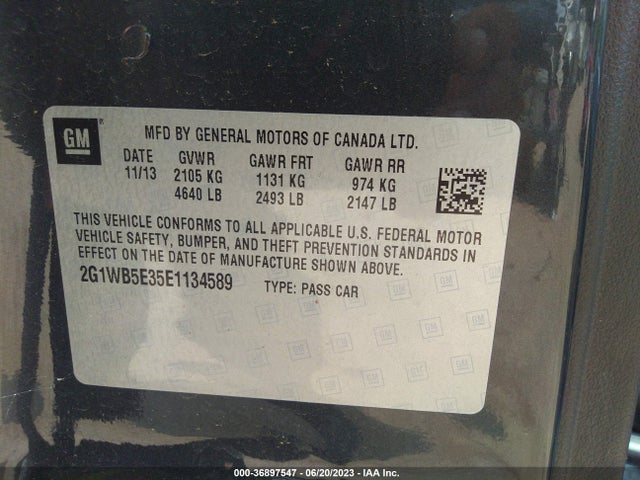 Chevrolet Impala Limited Lt 2014 2G1WB5E35E1134589 Image 9