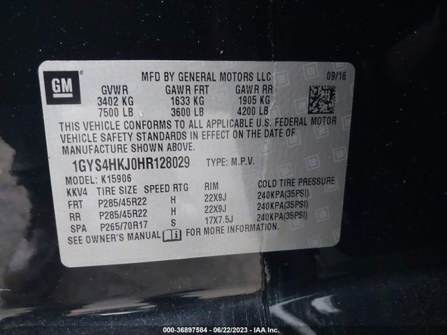 1GYS4HKJ0HR128029 Cadillac Escalade Esv Luxury