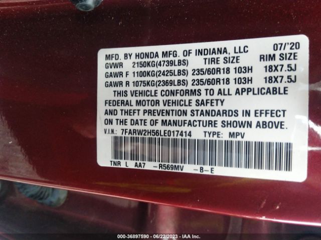 7FARW2H56LE017414 Honda Cr-v Awd Ex
