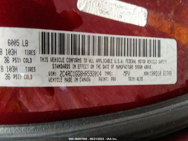 2C4RC1GG8HR592014 Chrysler Pacifica Limited