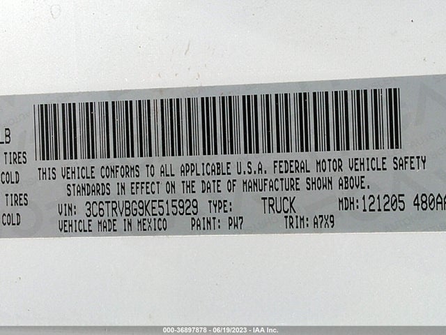 RAM Promaster 1500 2019 3C6TRVBG9KE515929 Image 57