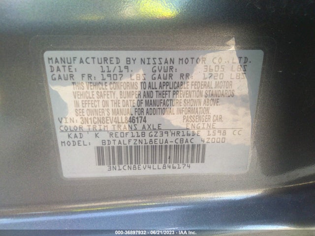 Nissan VERSA SV 2020 3N1CN8EV4LL846174 Image 9