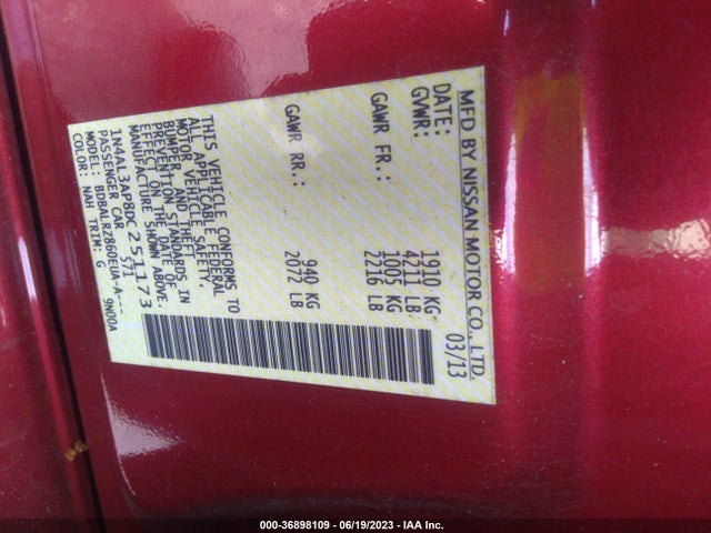 2013 NISSAN ALTIMA 2.5 S VIN: 1N4AL3AP8DC251173
