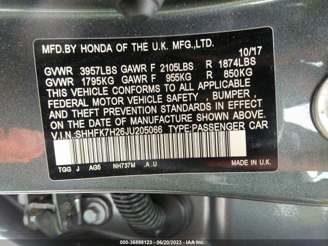 Honda Civic Hatchback Lx 2018 SHHFK7H26JU205066 Image 15