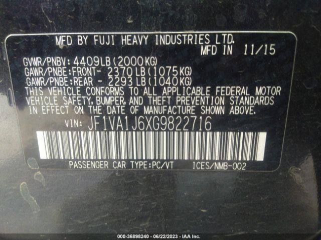 JF1VA1J6XG9822716 Subaru Wrx Limited