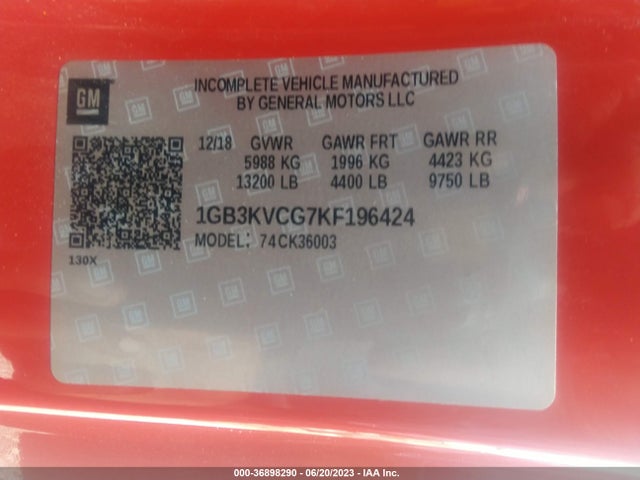 2019 Chevrolet Silverado 3500, VIN: 1GB3KVCG7KF196424
