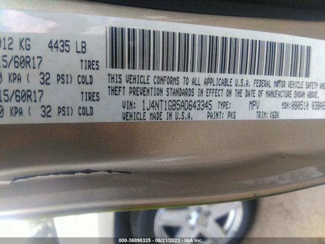 2010 JEEP PATRIOT LATITUDE VIN: 1J4NT1GB5AD643345