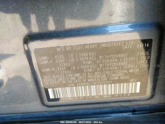 Subaru Outback 2.5i Limited 2014 4S4BRBLC0E3312241 Image 16
