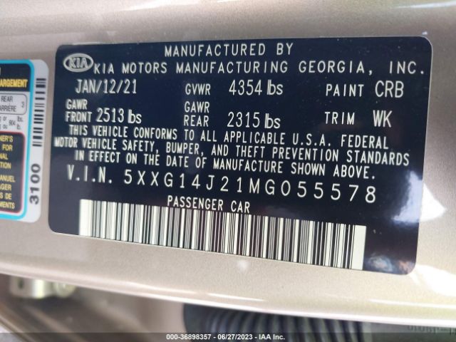 5XXG14J21MG055578 KIA K5 LXS