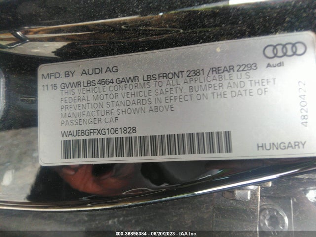 WAUE8GFFXG1061828 Audi A3 2.0t Premium Plus