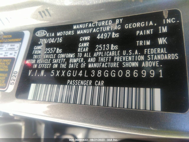 KIA OPTIMA EX 2016 5XXGU4L38GG086991 Image 11
