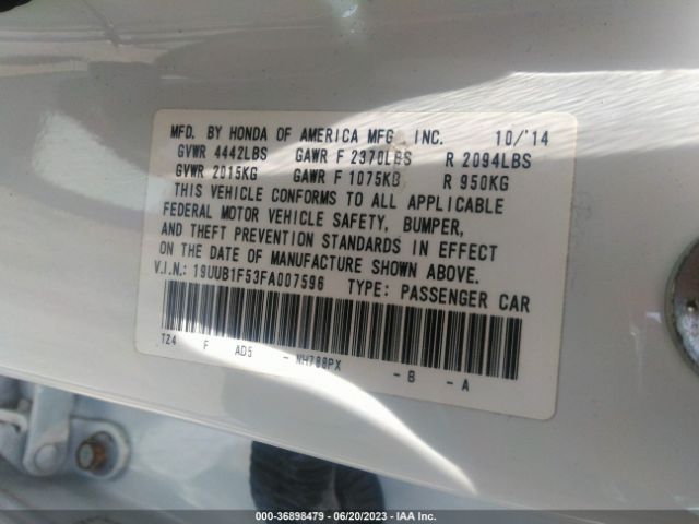 19UUB1F53FA007596 Acura TLX TECH